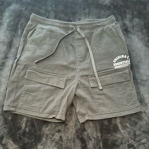 Men’s Essentials Black Cargo Drawstring Knit Shorts